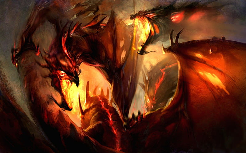 Clash of Titans, fire, cool, battle, dragons, HD wallpaper | Peakpx