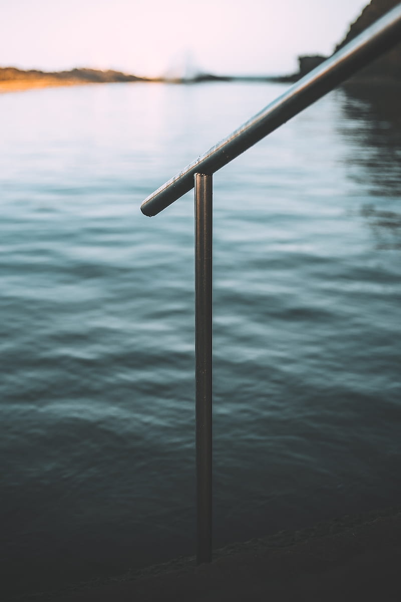 handrail, water, lake, railing, metal, HD phone wallpaper