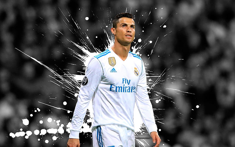 Cristiano Ronaldo, grunge, football stars, art, CR7, Real Madrid, soccer, Ronaldo, fan art, La Liga, footballers, HD wallpaper