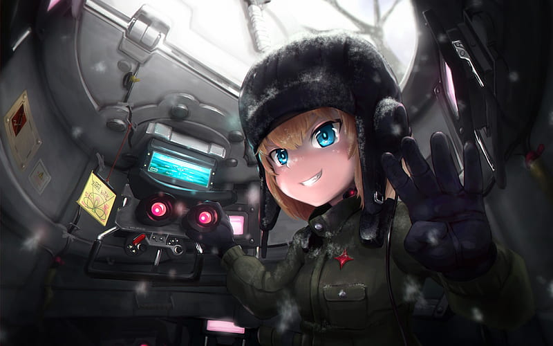 Girls und Panzer, Manga, Mako Reizei, tank inside, anime Manga, HD wallpaper