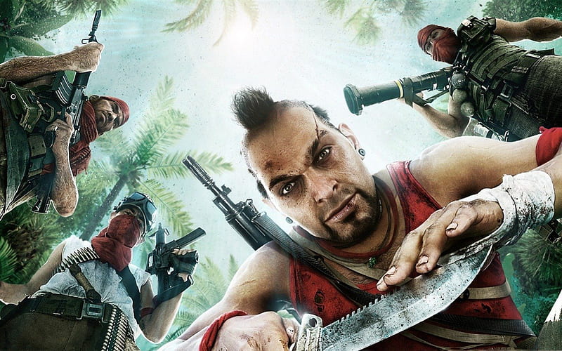 Caught in the middle of the Act., vaas, jason brody, Far cry 3, Gunmen, Guns, FPS, HD wallpaper