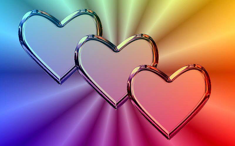 Rainbow heart, triple, rainbow, love, heart, HD wallpaper | Peakpx