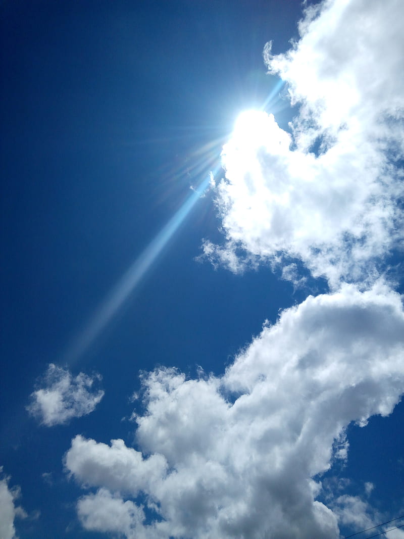 Sun cloud, cloud cover, lightning, sky, sun shine, HD phone wallpaper