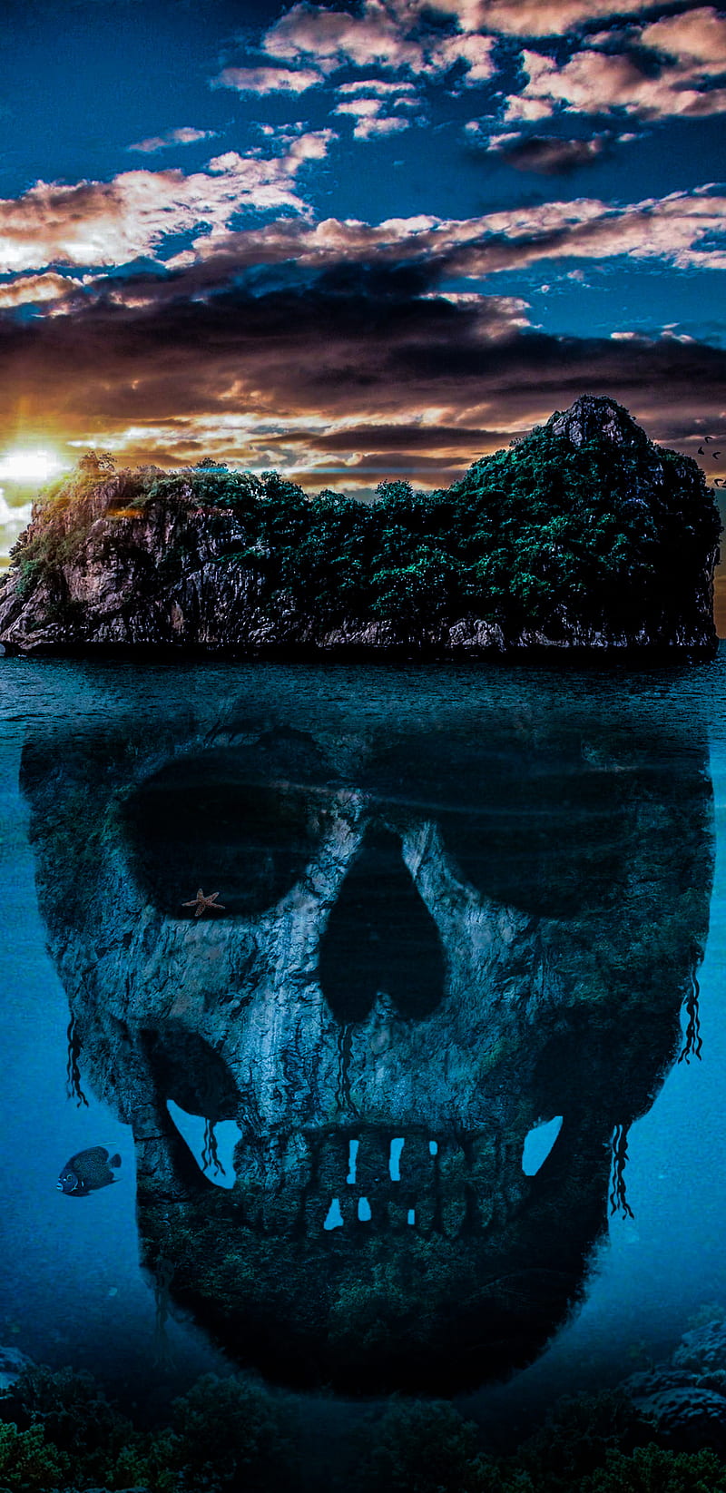 Land Skull, island, deadly, terror, ocean, HD phone wallpaper