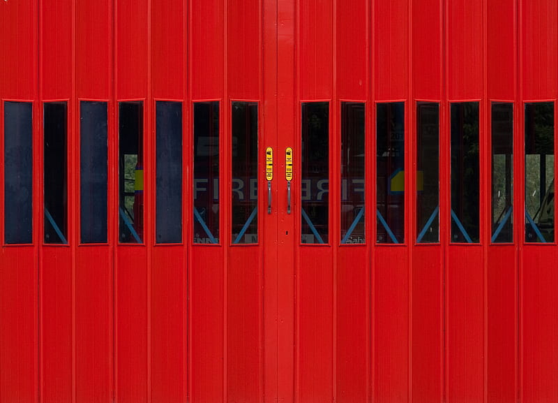 red metal gate, HD wallpaper