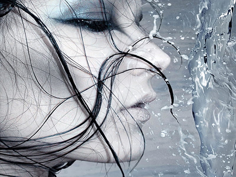 Mujer y agua, preciosa, HD wallpaper