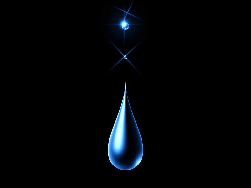 Tear Drop, twinkle, abstract, sparkle, 3d, cool, water, simple, star, blue, shiny, HD wallpaper