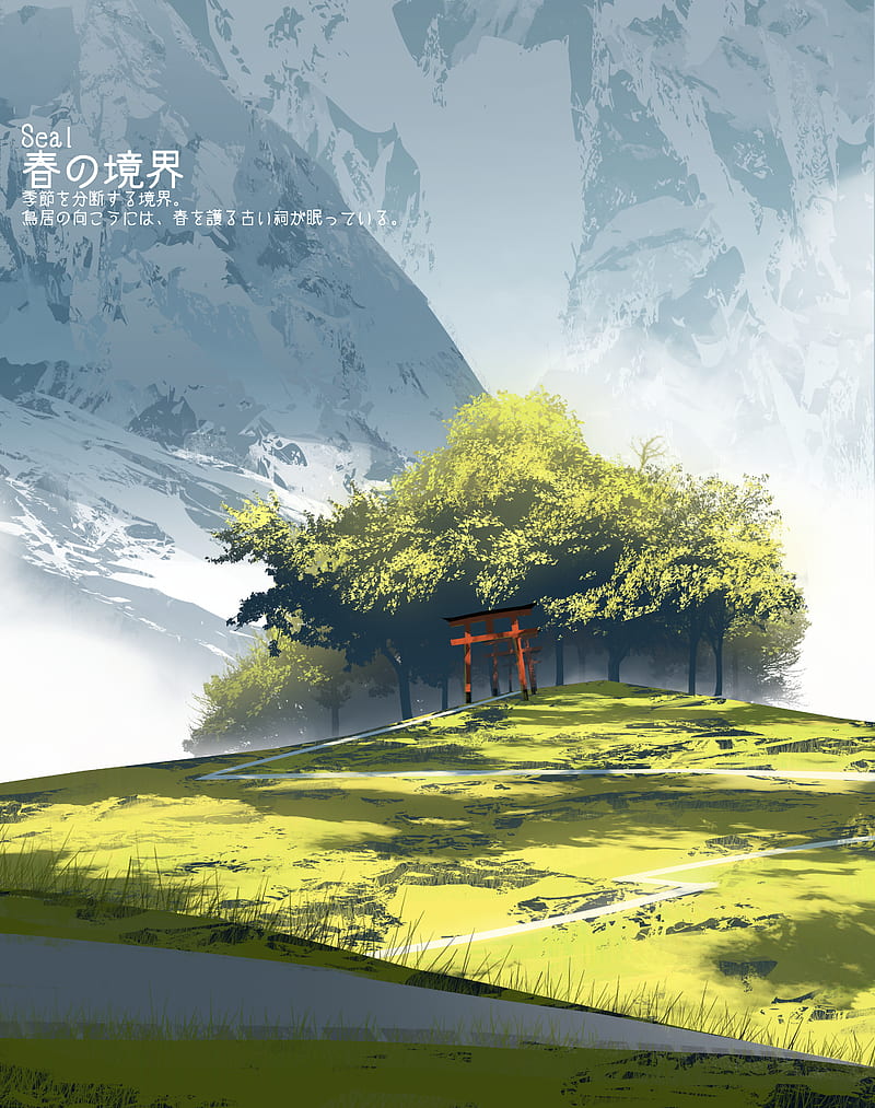 Shrine Gate Night Sky Anime Scenery 4K Wallpaper #6.2588