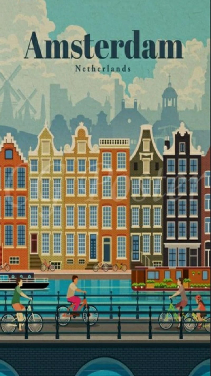Vintage Amsterdam , advertisement, brochure, invitation, night, travel, vacation, vintage, HD phone wallpaper