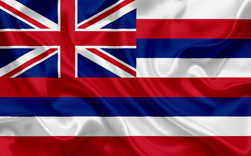 Hawai Flag, flags of States, flag State of Hawai, USA, state Hawai, silk, Hawai coat of arms, HD wallpaper