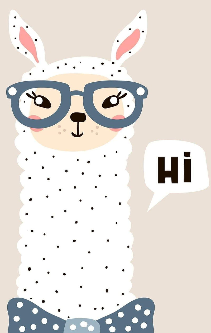 Hi friend, cute, drawing, glasses, llama, HD phone wallpaper | Peakpx