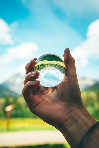 Ball, Hand, Reflection, Hd Phone Wallpaper 