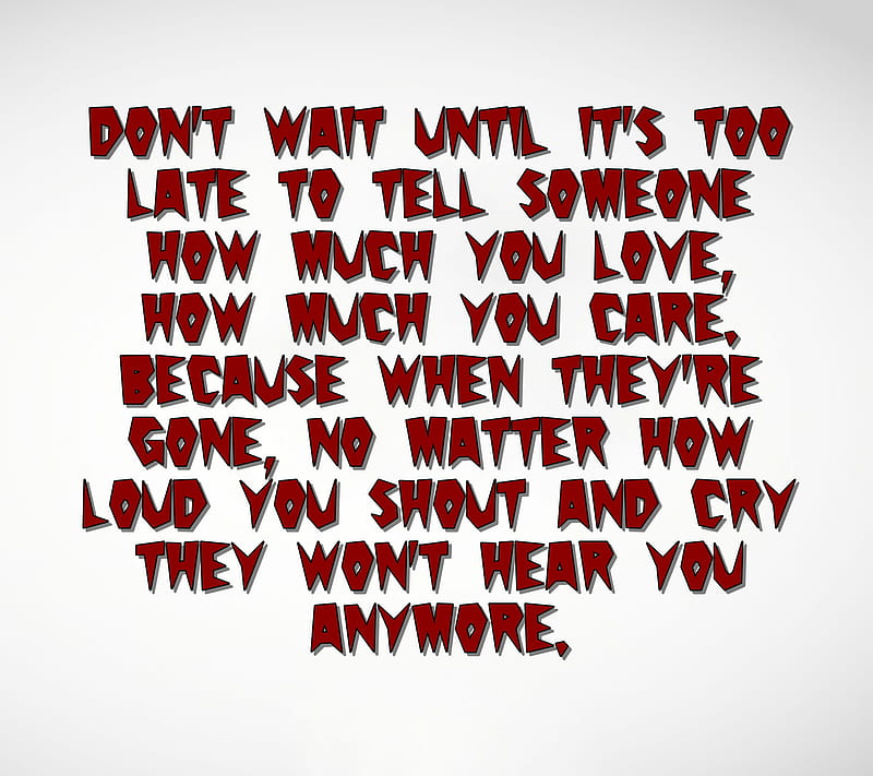 dont wait, care, cool, cry, love, new, quote, saying, shout, sign, HD wallpaper