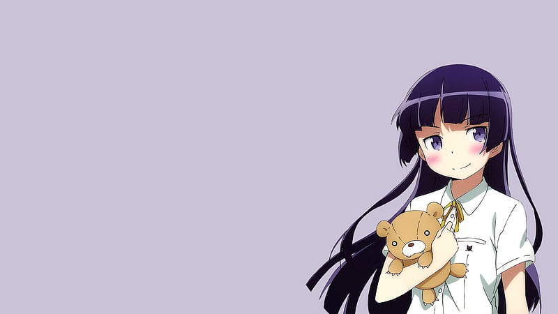 Purple Eyes Girl With Toy Kawaii, HD wallpaper