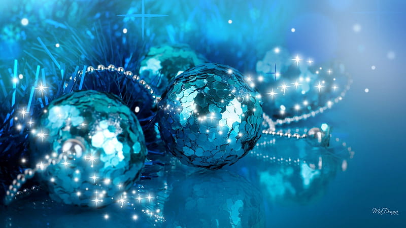Bright and Shiny Blues, feliz navidad, christmas, holiday, glitter, tinsel, shine, xmas, cyan, turquoise, balls, sequins, aqua, beads, HD wallpaper