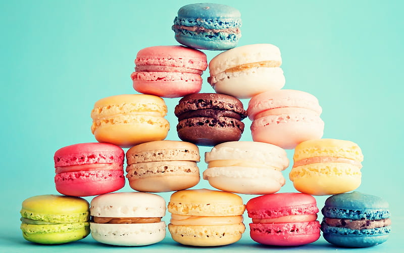 Macarons, Baking, sweets, confectionery, biscuits, HD wallpaper