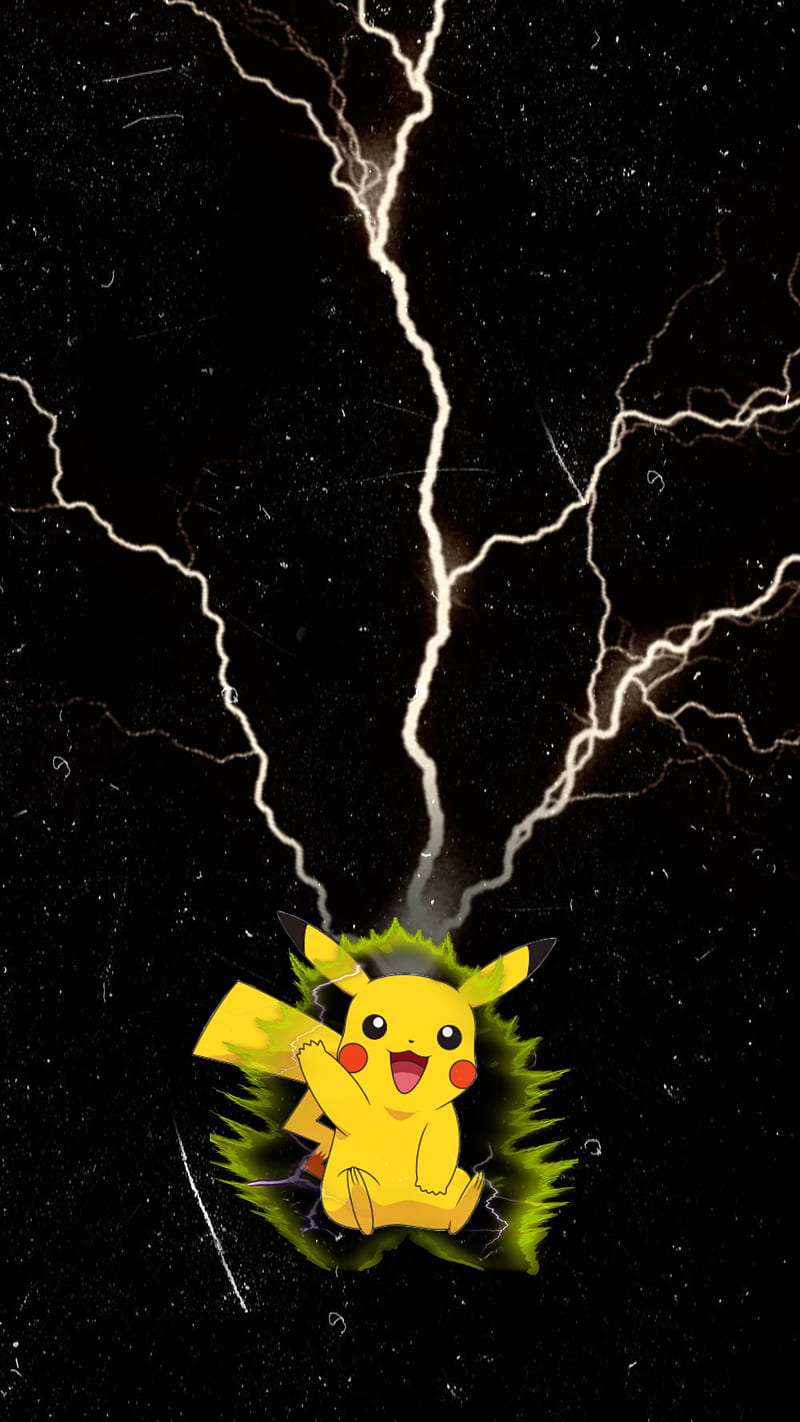 Pikachu, aura, lightening, thunderbolt, HD phone wallpaper