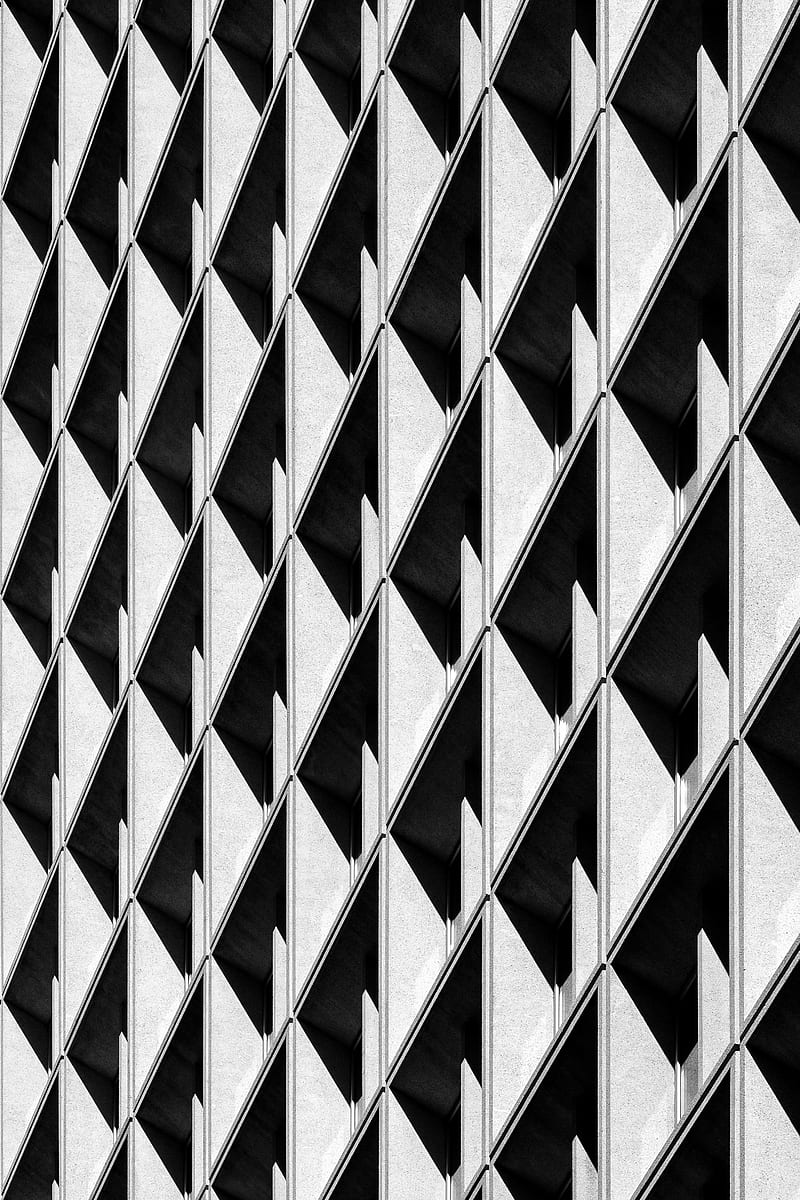 building, facade, minimalism, architecture, black and white, HD phone wallpaper