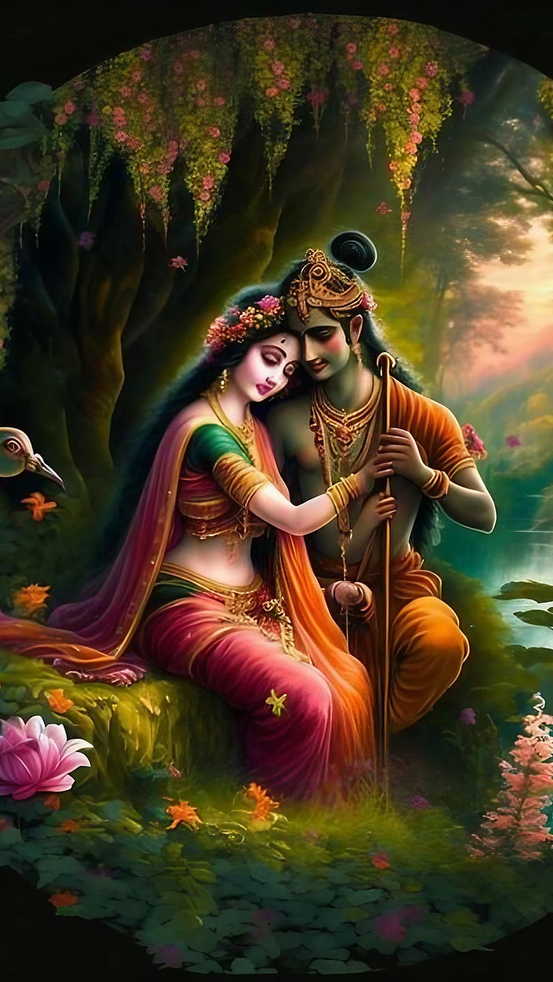 Download Flute-playing Radha And Krishna 4k Wallpaper | Wallpapers.com