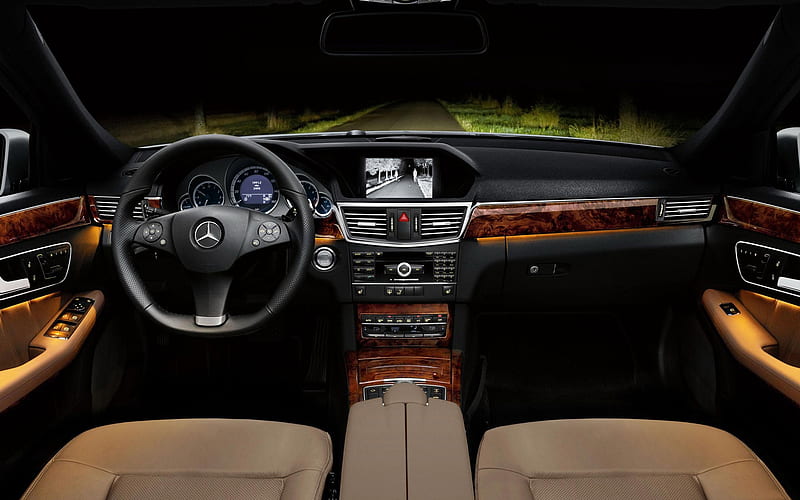The front night vision effect-2012 Mercedes Benz E Class Saloon, HD wallpaper
