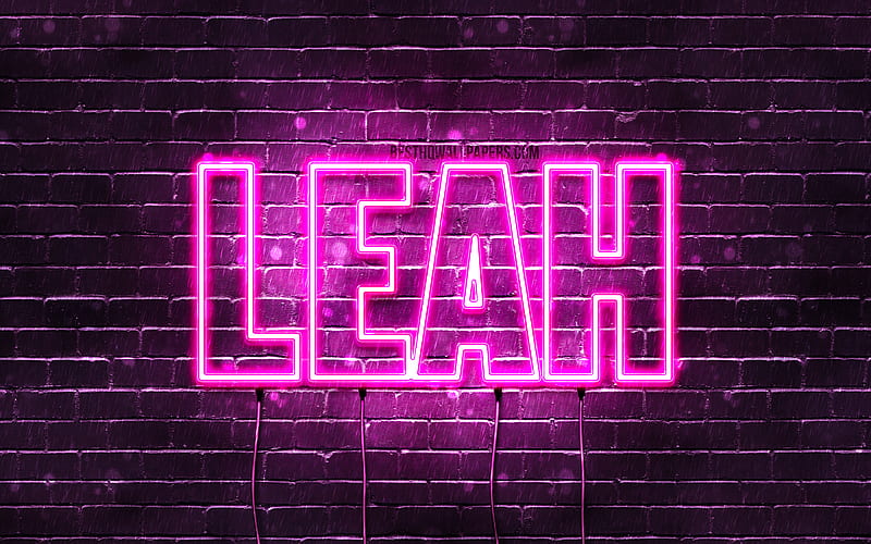 Leah with names, female names, Leah name, purple neon lights, horizontal text, with Leah name, HD wallpaper