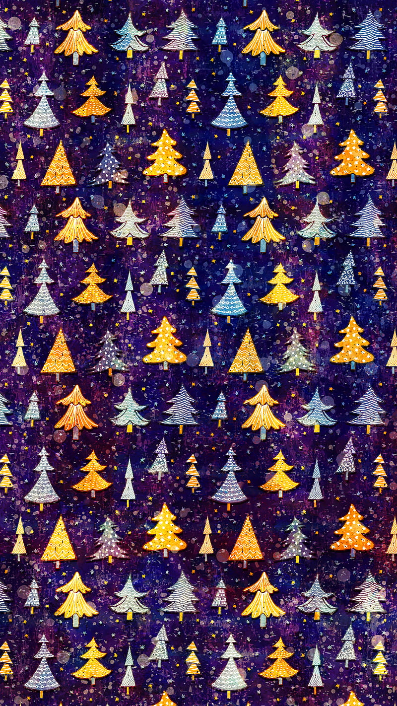 Gold and Blue Trees, Adoxali, Christmas, Scandinavian, artistic, background, color, creative, cute, doodle, drawing, hand drawn, holiday, illustration, merry, minimal, modern, new, ornament, pattern, retro, scandi, seasonal, simple, sketch, snow, snowflake, texture, tree, vintage, winter, xmas, year, HD phone wallpaper