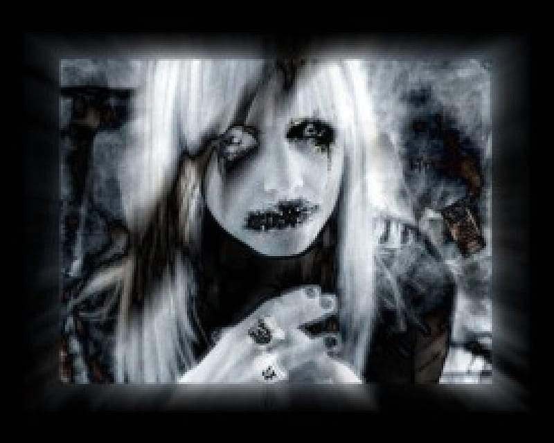 I Love Myself Really I Do, rings, goth, stitches, gothic, makeup, eyes, sewn, HD wallpaper