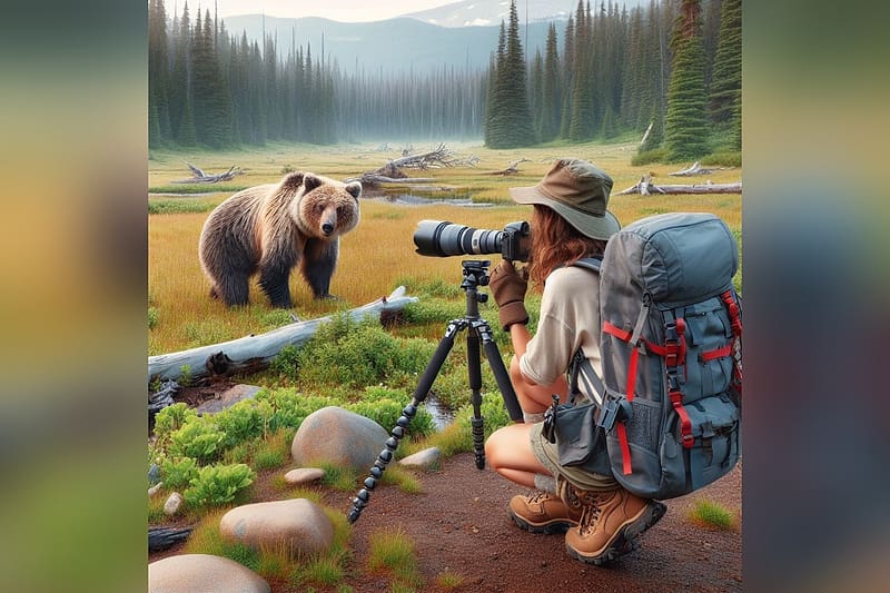 The correct way, grizzly, bear, , camera, HD wallpaper