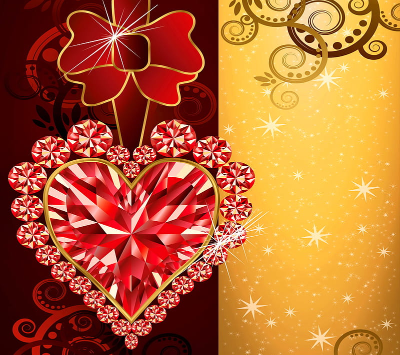Luxury Heart, bow, decoration, love, valentine, HD wallpaper