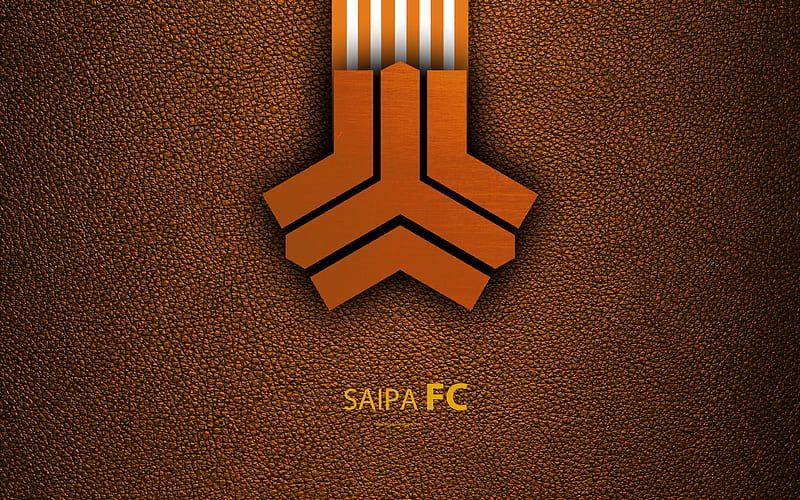 Saipa FC logo, leather texture, Iranian football club, emblem, orange white lines, Persian Gulf Pro League, Kerej, Iran, football, HD wallpaper