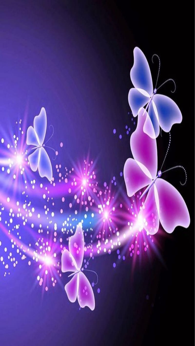 Butterflies, neon, sparkles, HD phone wallpaper | Peakpx