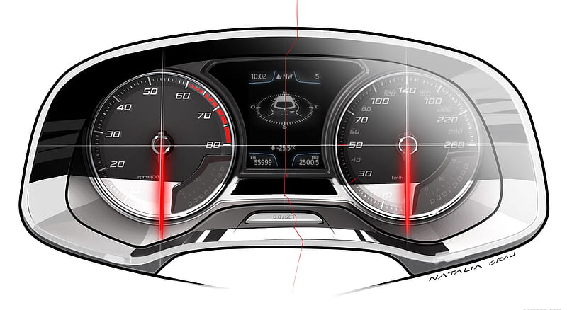 2014 SEAT Leon ST Instrument Cluster - Design Sketch , car, HD wallpaper