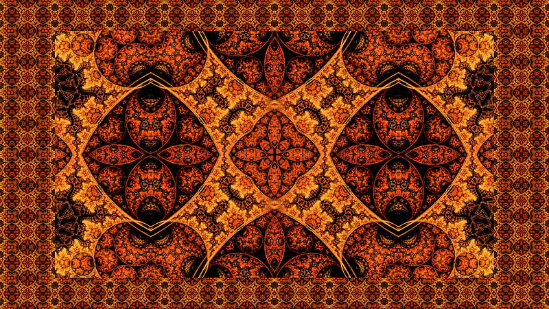 patterns, kaleidoscope, orange, HD wallpaper