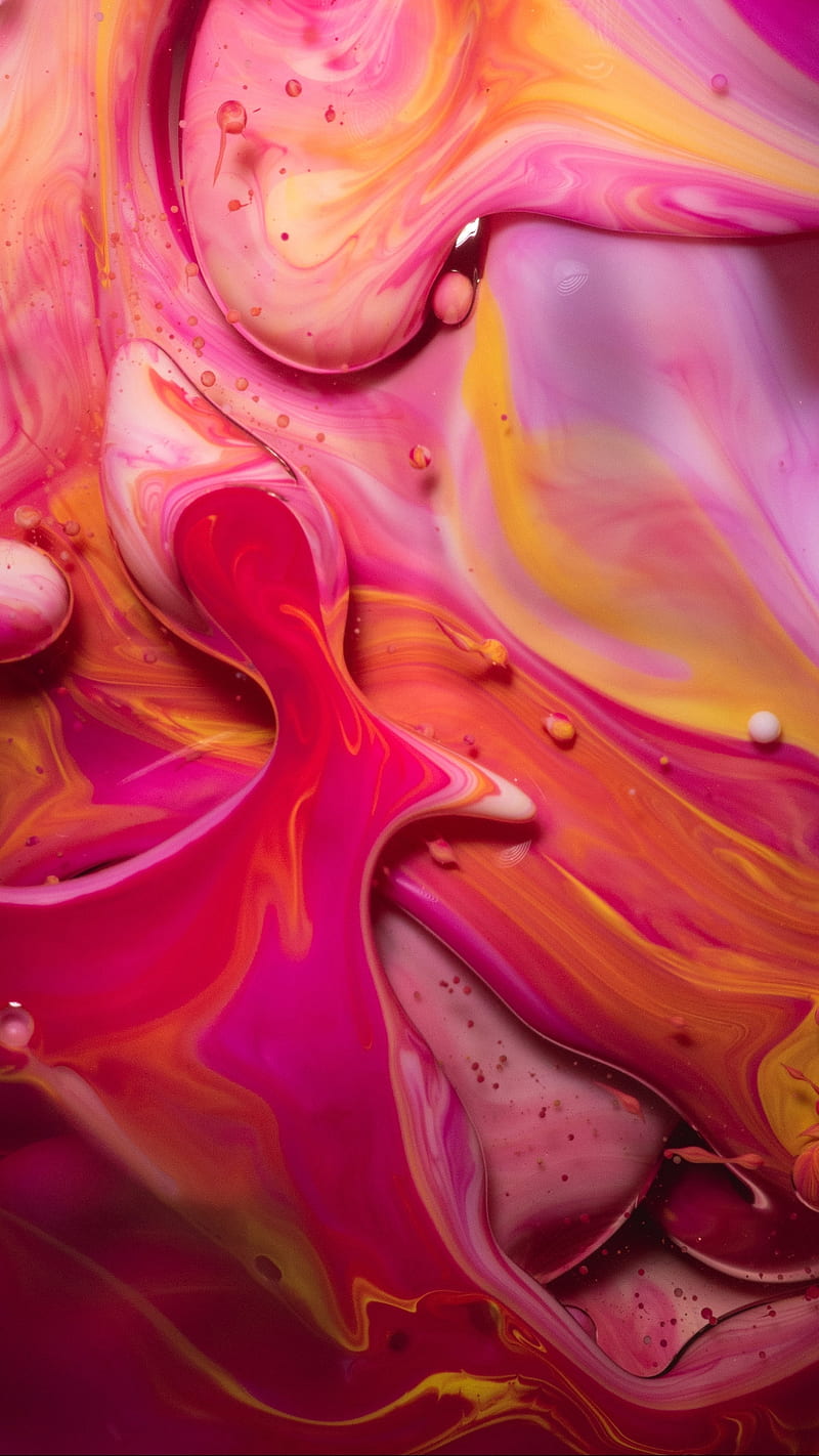 Thick liquid, abstract, desenho, orange, paint, red, HD phone wallpaper