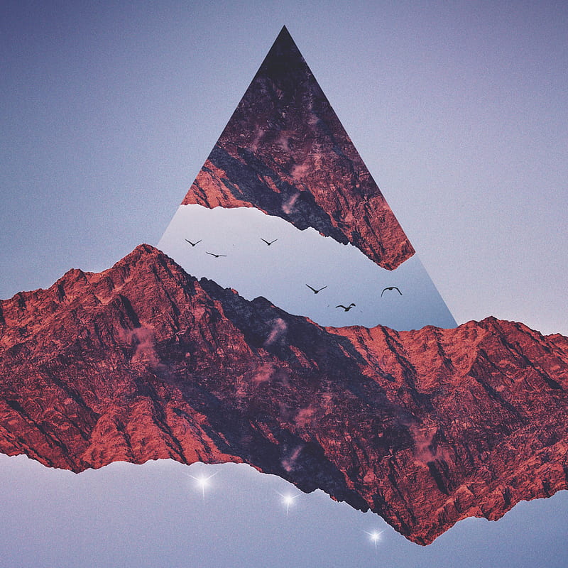 Triangle, mountains, white, mountain, five, black, purple, HD phone wallpaper