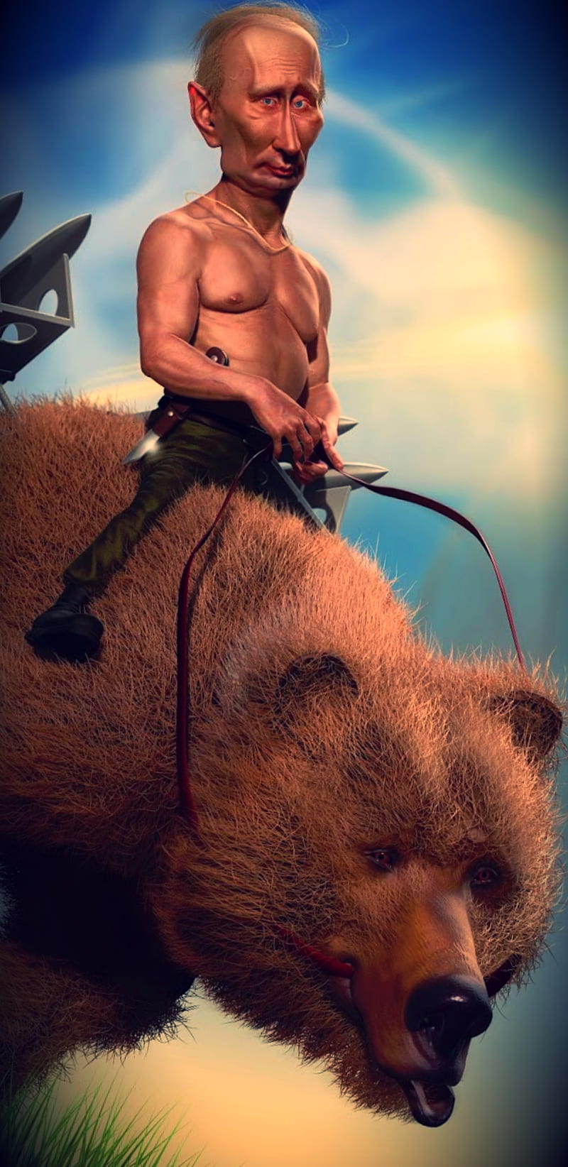 Vladimir Putin, bear, bears, grizzly, kgb, missles, moscow, political, russian federation, HD phone wallpaper