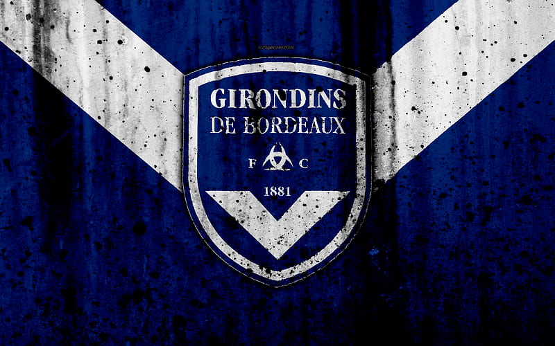 FC Bordeaux logo, Ligue 1, stone texture, Bordeaux, grunge, soccer, football club, metal texture, Liga 1, Bordeaux FC, HD wallpaper