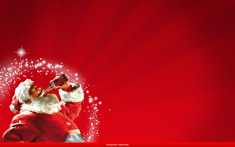 Santa enjoys a Coke, red, santa, holidays, coca cola, xmas, HD wallpaper