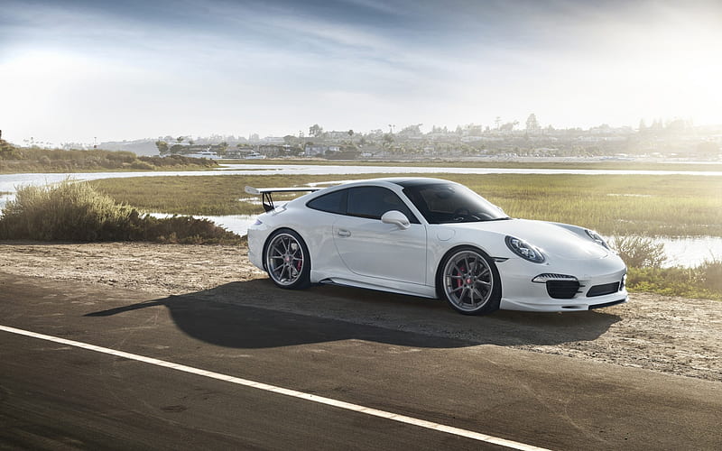 Porsche 911 Carrera 4S, white sports coupe, new white 911, tuning, German sports cars, VAG, Porsche, HD wallpaper