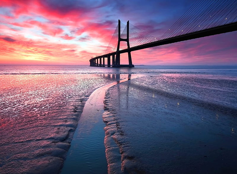 Bridge at Sunset, beach, bridge, colors, bonito, sunset, HD wallpaper |  Peakpx