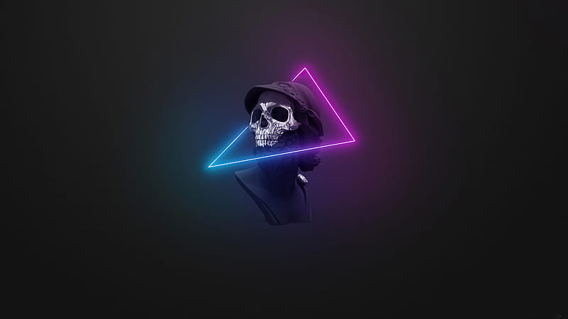 Skull Neon Minimal Logo , skull, minimalism, minimalist, artist, artwork, digital-art, HD wallpaper