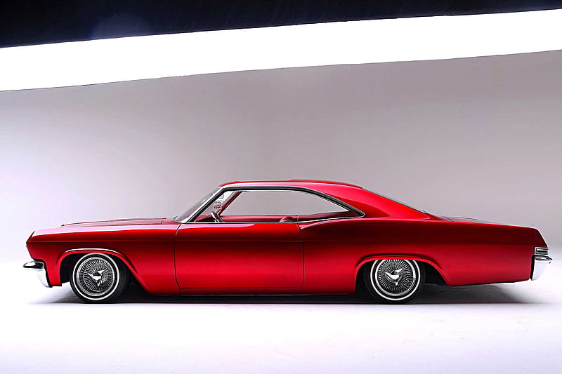 1965-Chevrolet-Impala, Classic, Red, GM, Lowrider, HD wallpaper