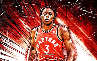 OG Anunoby, red abstract rays, Toronto Raptors NBA, basketball