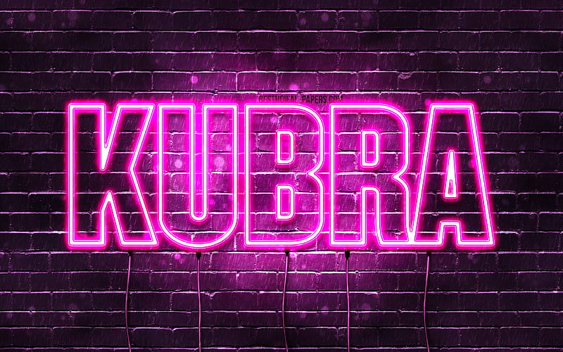 Kubra with names, female names, Kubra name, purple neon lights, Happy Birtay Kubra, popular turkish female names, with Kubra name, HD wallpaper