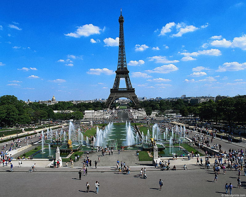 Eiffel Tower, fountain, city, graphy, tower, paris, sky, HD wallpaper