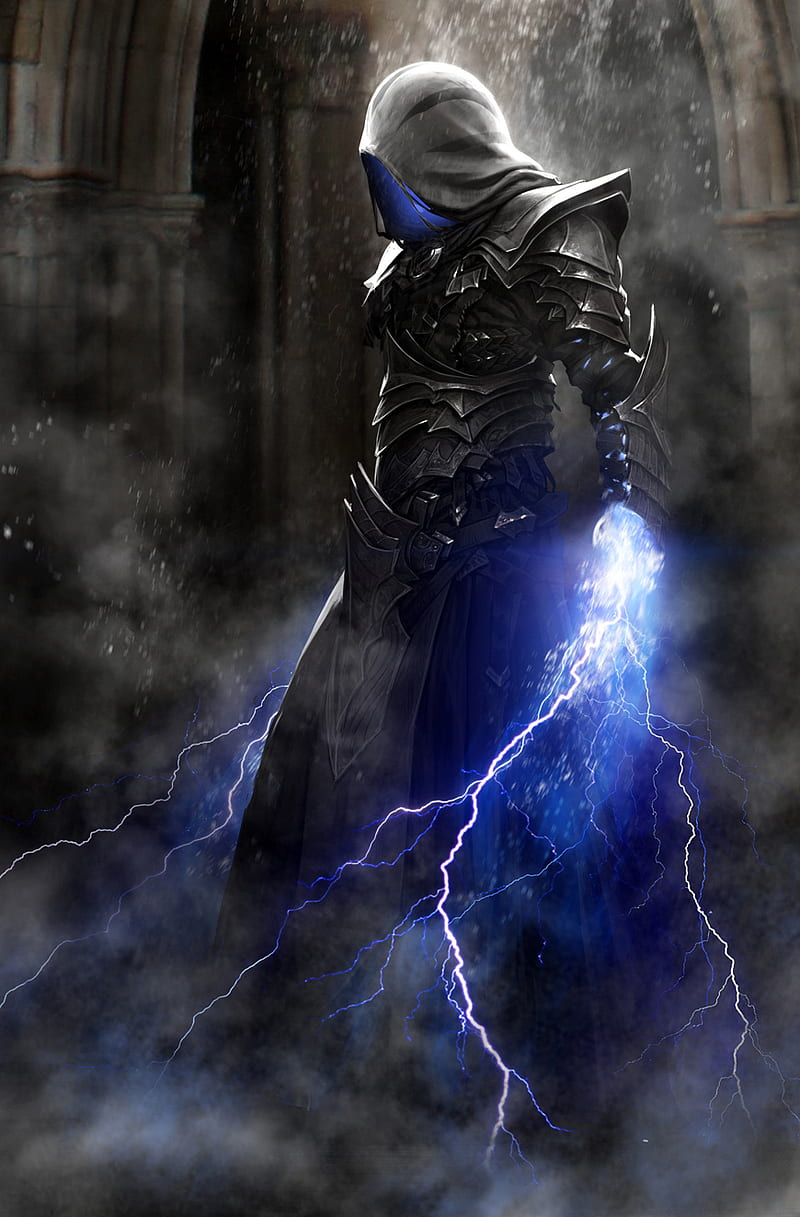 Dark Infamous, armor, power, mist, men, lightning, origins, creed, vampire, HD phone wallpaper