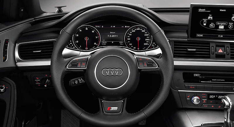 Audi A6 Avant (2012) S line - Steering Wheel , car, HD wallpaper