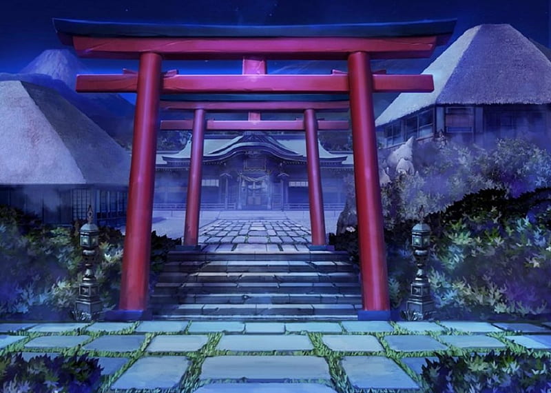 Anime, Shrine, Snow, Temple, Winter, HD wallpaper | Peakpx
