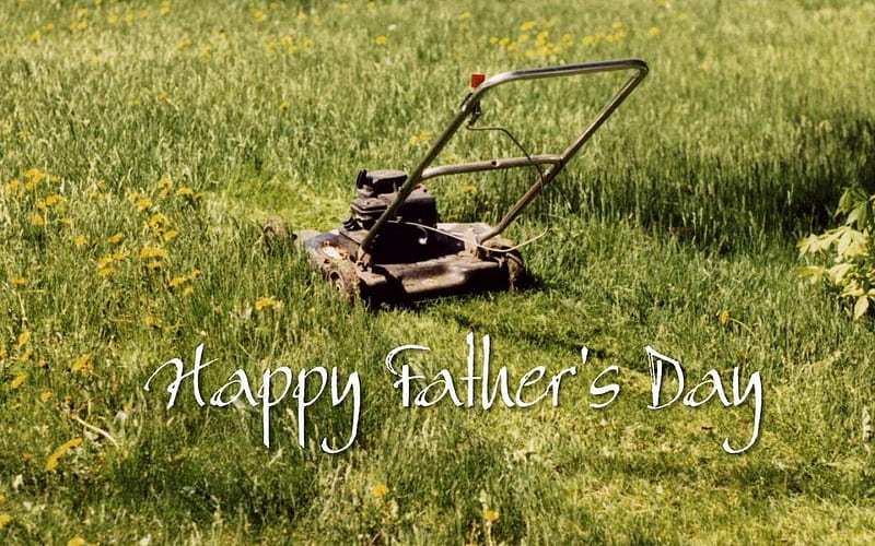 Happy Father's Day, mowing, dad, lawn, grass, HD wallpaper
