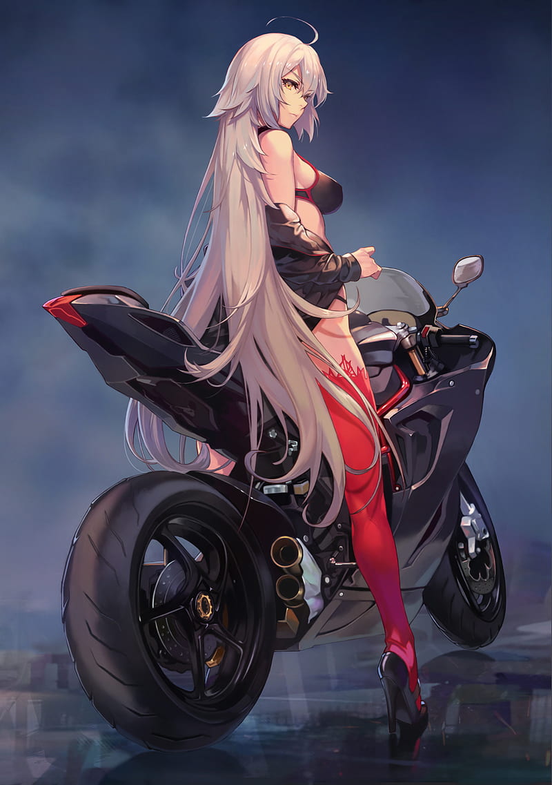 Fate/Grand Order, Jeanne (Alter) (Fate/Grand Order), motorcycle, HD phone wallpaper